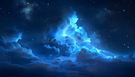 Blue Jet Lightning Phenomenon In The Upper Atmosphere Stock