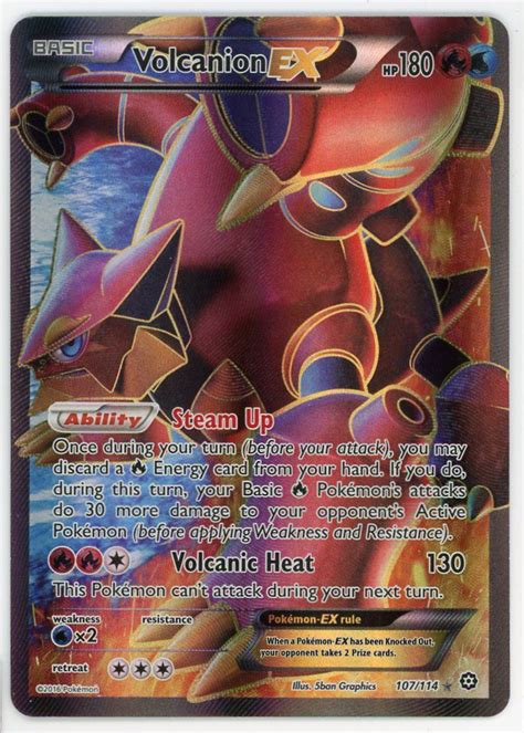 Pokemon Volcanion EX 107 114 Steam Siege Full Art Ultra Rare NM