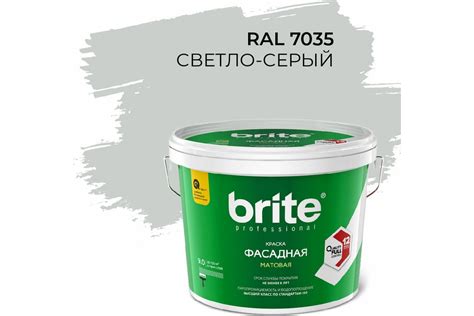 Фасадная колерованная краска BRITE PROFESSIONAL светло-серая RAL 7035 ...