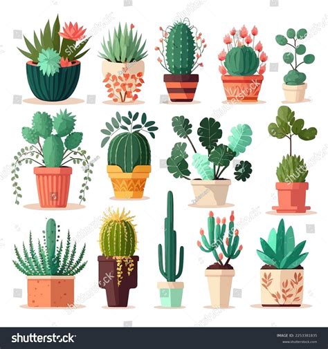 Potted House Indoor Plants Set Greenleaf Stock Vector Royalty Free