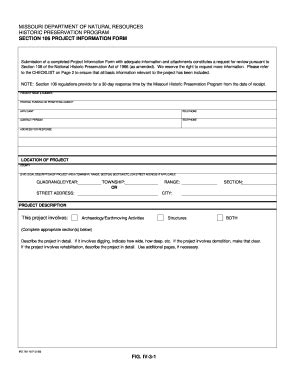 Fillable Online Modot Mo Section Project Information Form