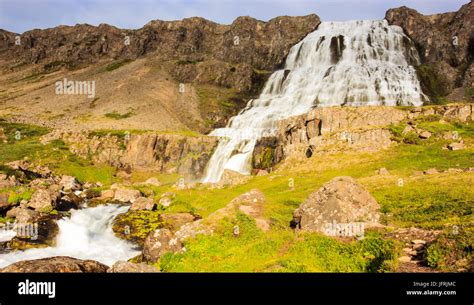 The Magnificent Summer View Of Dynjandifoss Dynjandi Waterfall