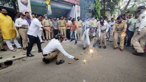 In Pics Minister Eknath Shinde Celebrates Diwali With Traffic Police