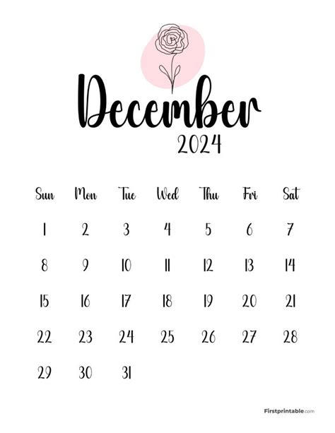 December Cute Botanical Monthly Calendar 2024 Free Printable In 2024