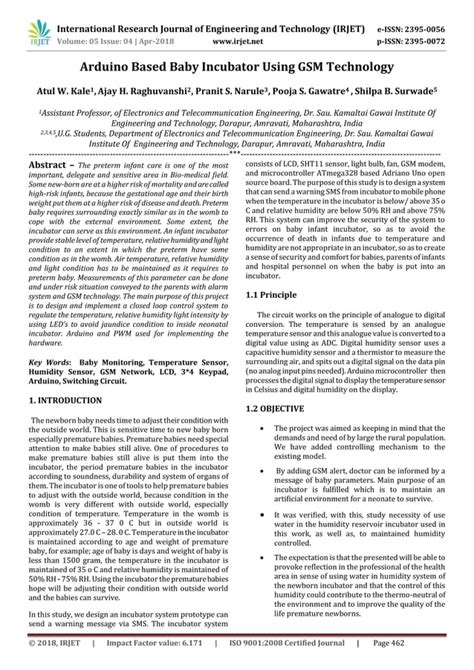 Irjet Arduino Based Baby Incubator Using Gsm Technology Pdf