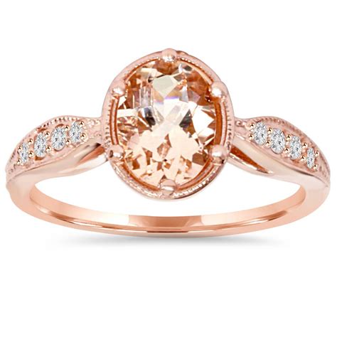 1ct Vintage Morganite And Diamond Ring 14k Rose Gold