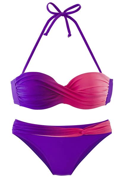 LASCANA Bügel Bandeau Bikini lila pink Cup B 34