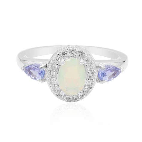 Äthiopischer Welo Opal Tansanit Silber Ring 1 10ct