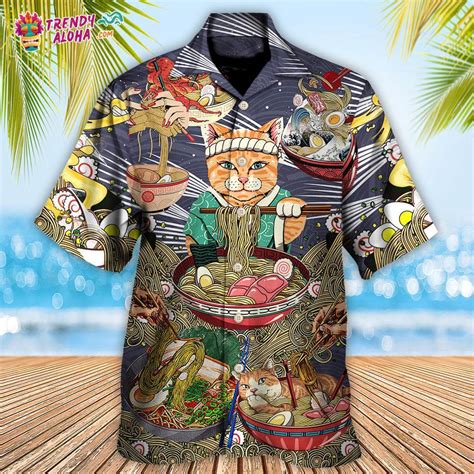 Cat Eating Ramen Lovely Hawaiian Shirt Trendy Aloha Trendy Aloha