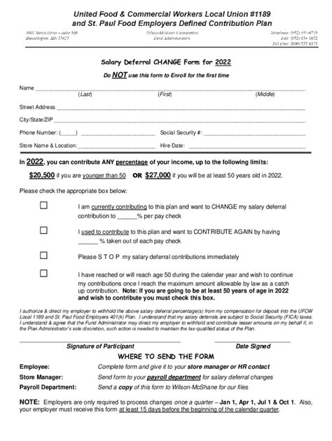 Fillable Online DEFERRED SALARY AGREEMENT FORM Fax Email Print PdfFiller