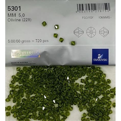 5301 Typical Swarovski Biconical Crystal Bead Olivine Mm 5