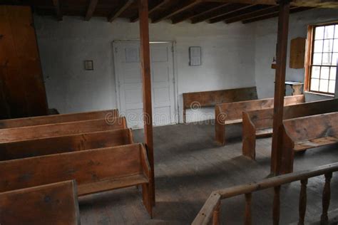 Old Log Church Interior in Wisconsin Stock Photo - Image of interior ...