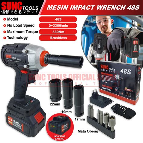 Jual Mesin Impact Wrench 48S 48V 48VF Impek Baterai Buka Baut SUNC