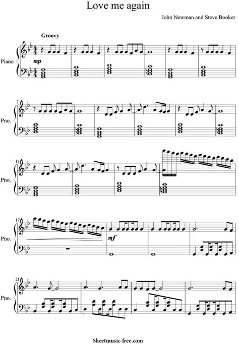 Love Me Again Sheet Music John Newman - ♪ SHEETMUSIC-FREE.COM