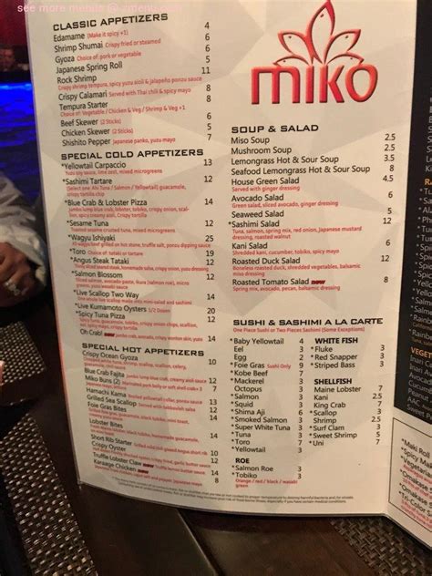 Menu At Miko East Northport Sushi And Hibachi Restaurant East Northport