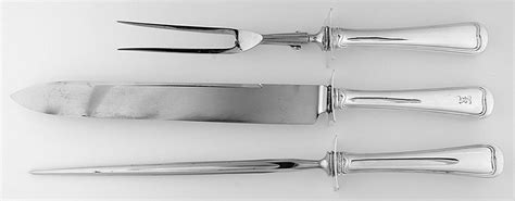 Old French Sterling 1905 3 Pc Carving Set Lg Stnbl Roast W Sterling