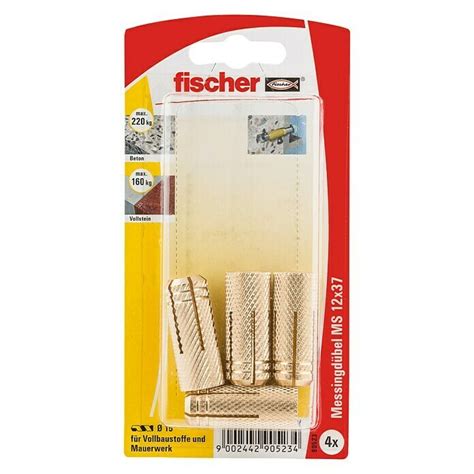 Fischer Messingdübel MS Ø x L 15 x 37 mm M12 Innengewinde Messing