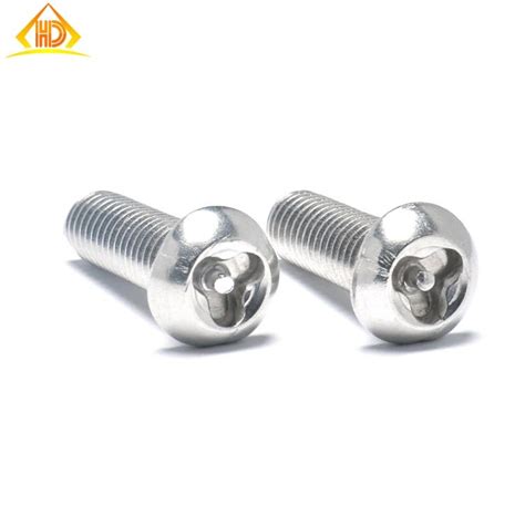 SS304 SS316 Torx Groove Button Head Three Lobes With Pin Anti Theft