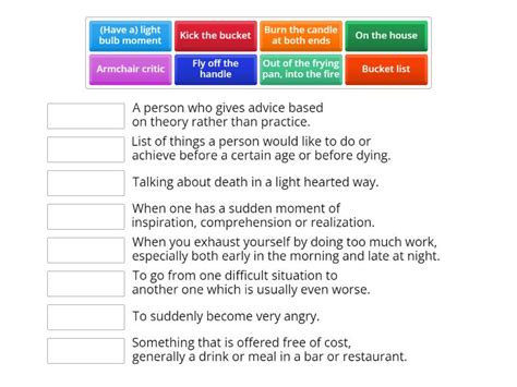 Household Idioms Match Up