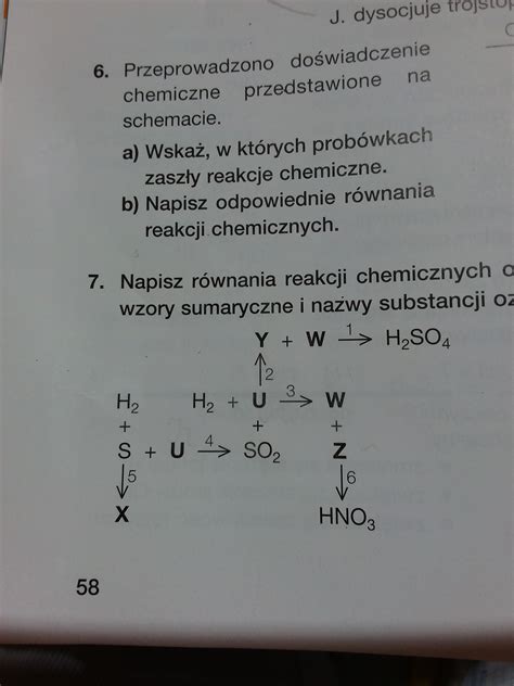 Napisz równania reakcji chemicznych oznaczonych cyframi 1 6 na