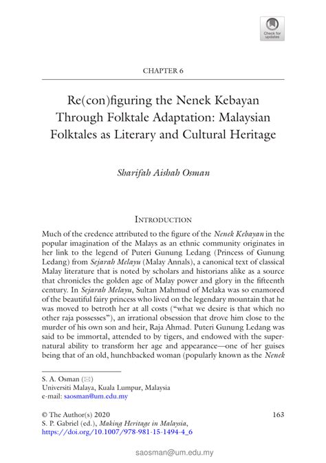 (PDF) Re(con)figuring the Nenek Kebayan Through Folktale Adaptation ...