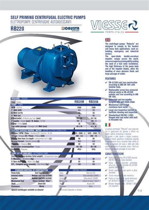 Pdf Self Priming Centrifugal Electric Pumps Self Priming