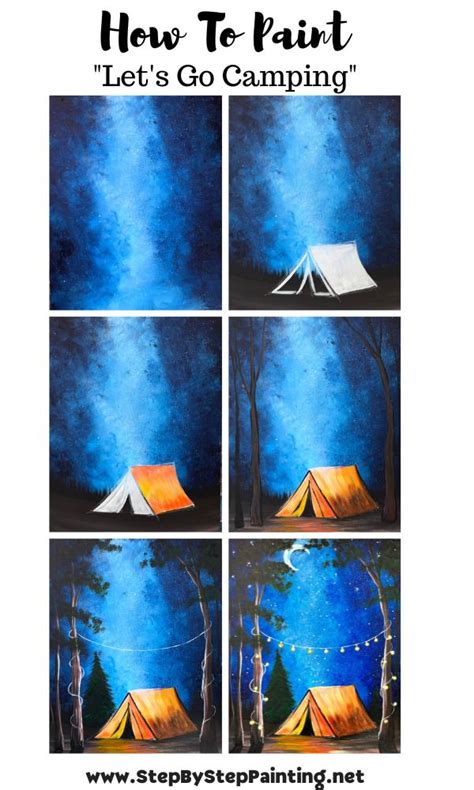 How To Paint Let S Go Camping Acrylic Painting Tutorial Diy Canvas