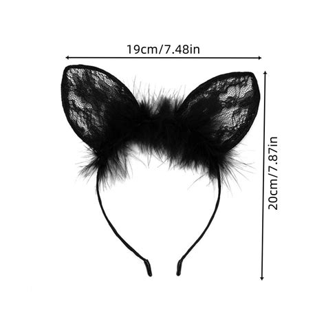 Cat Ear Feather And Lace Headband For Party Sexy Costume Performance Prop Black Lace Cat Ear