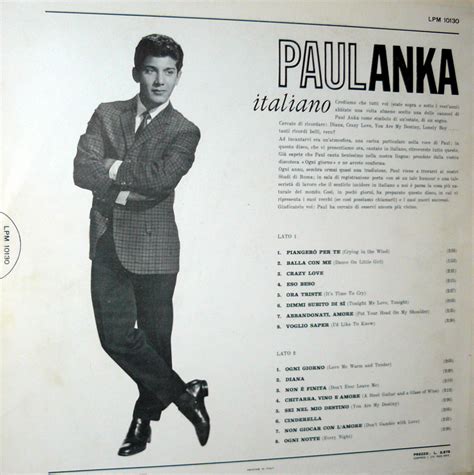 Paul Anka Italiano Originale Rca Italiana Pml 10130 Anno 1963 Lp Ebay