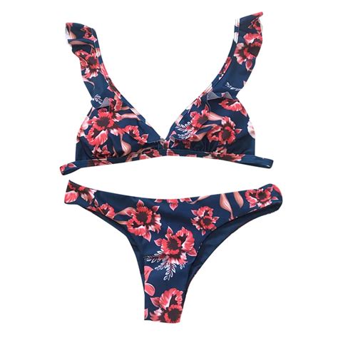 Swimsuit Women Floral Print Bikini Set Swimming Two Piece Swimsuits