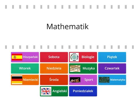 Przedmioty Szkolne Nazwy Dni Tygodnia Find The Match