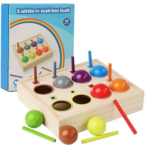 Juguete De Madera Montessori De Arco Ris Para Beb Juego Sensorial