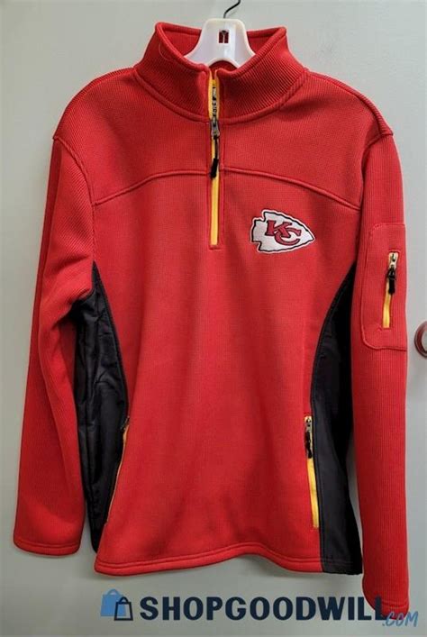 Nwt Nfl Men S Red Black Knitted Kansas City Chiefs 1 4 Zip Pullover Sweater Sz S