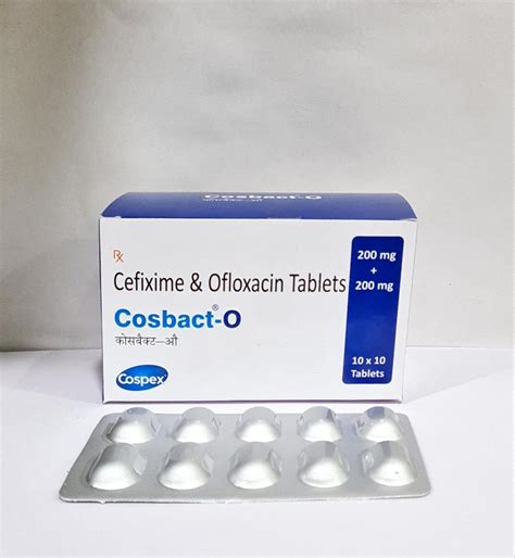 Cosbact O Cefixime And Ofloxacin Tablets Packaging Type Box Strip At