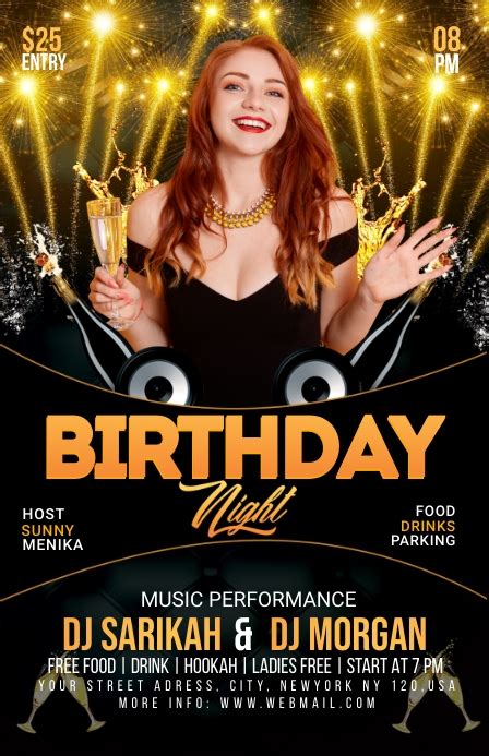 Birthday Night Party Flyer Template Postermywall