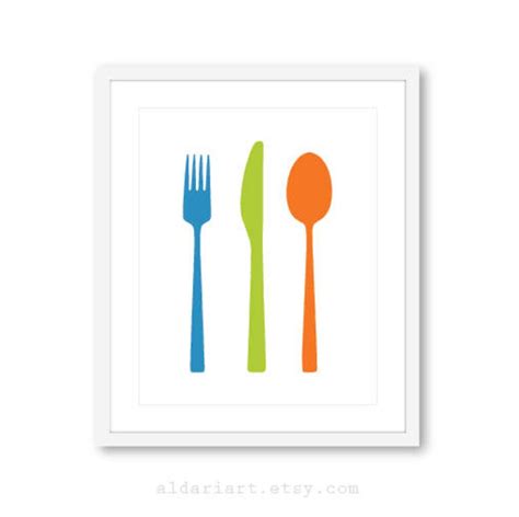 Kitchen Wall Art Kitchen Print Fork Knife Spoon Print Etsy