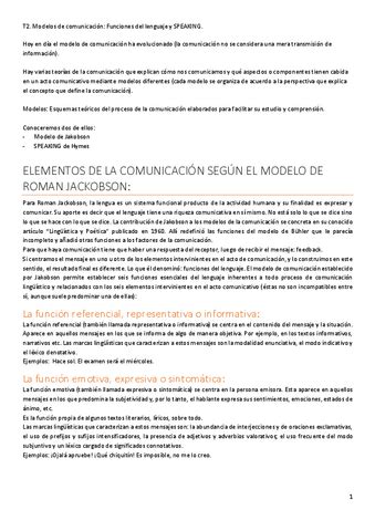 T Modelos De Comunicacion Funciones Del Lenguaje Y Speaking Pdf