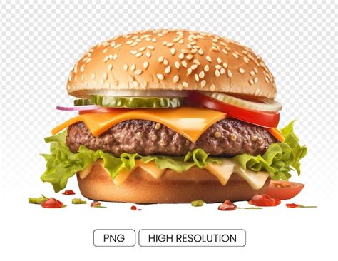 Premium Psd Delicious Stuffed Cheeseburger With Sesame Seeds And