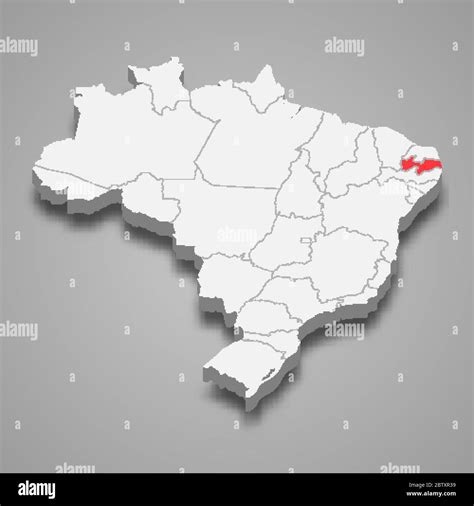 Paraiba State Location Within Brazil 3d Map Stock Vector Image Art