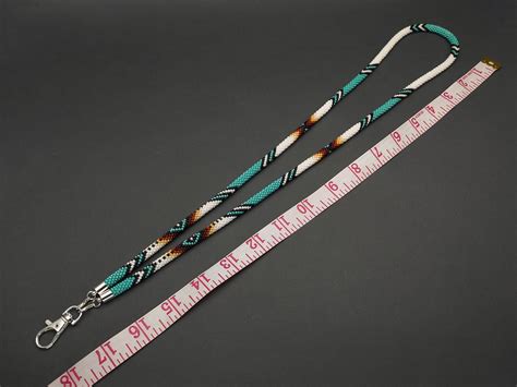 Stylish Turquoise Beaded Lanyard For Badges Handcrafted In Native