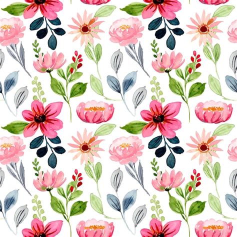 Premium Vector Pink Flower Watercolor Seamless Pattern