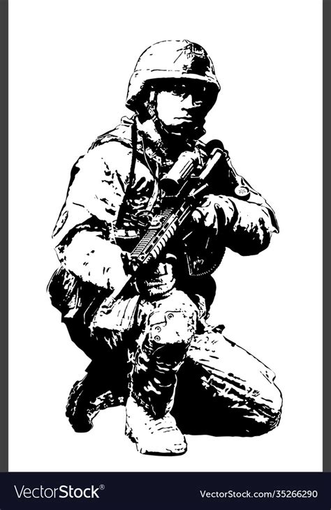 An american soldier with weapons Royalty Free Vector Image