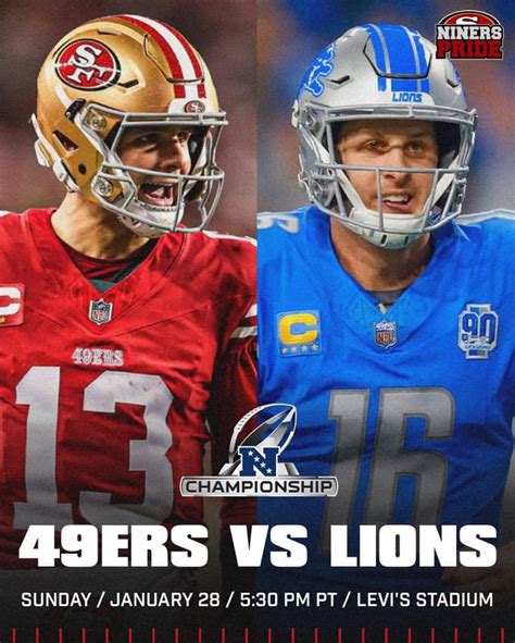 Nfc Championship Game Next Sunday Lions At 49ers 6 30 Pm Et R 49ers