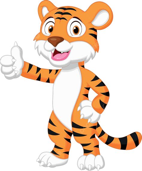 Cute Tiger Cartoon Giving Thumb Up Mischievous Safari Humor Vector