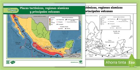 Mapa Placas Tectónicas Regiones Sísmicas Y Principales Volcanes