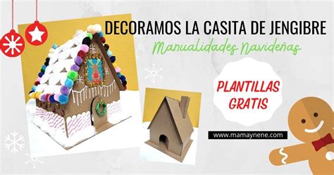 Casita de Jengibre de Cartón Plantillas gratis Mamá y nené