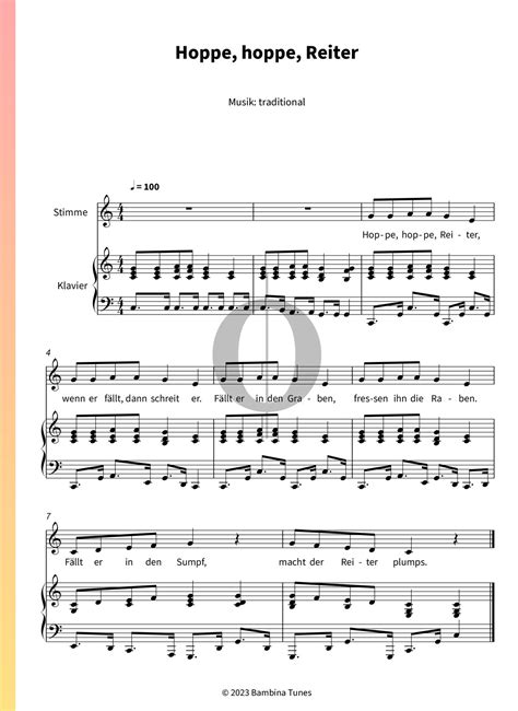 Hoppe Hoppe Reiter Anonymous Piano Sheet Music OKTAV