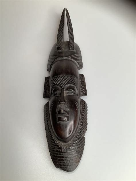 Vintage Hand Carved African Face Wall Art Gem
