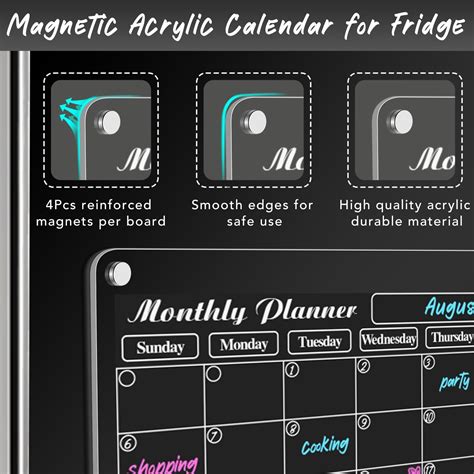 Diymag Calendario Magn Tico De Acr Lico De Borrado En Seco Para