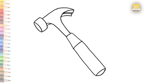 Hammer Drawing Easy How To Draw Hammer Tool Step By Step Outline